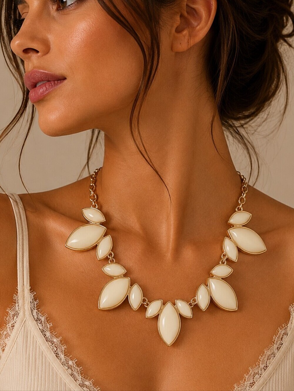 3/$30 CATO Cream Marquis Bib Necklace